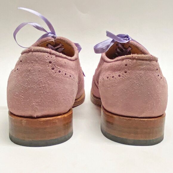 Sofia Luzon Pink Suede Brogues Oxfords Shoes EU 37 US 6.5 Spain Lace-up Handmade - Picture 3 of 9